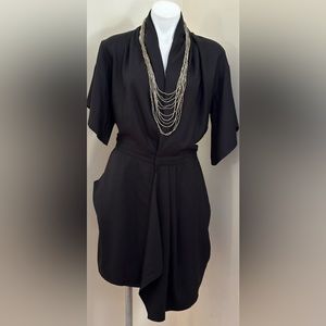 Live Better Ever Black Asymmetrical Dress.. V Neck, Can Be Worn As A Hood Sz L